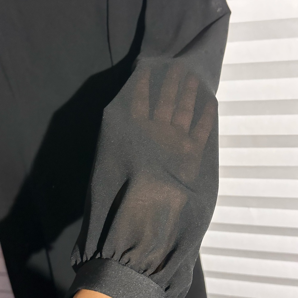 Chloe Black A-Line Puff Sleeve Dress - Picture 2 of 4